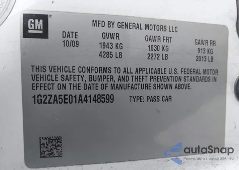 2010 Pontiac G6 из США, поврежденный, VIN 1G2ZA5E01A4148599